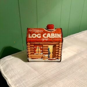 Vintage 1987 Log Cabin Syrup Tin 100th Anniversary General Foods Christmas